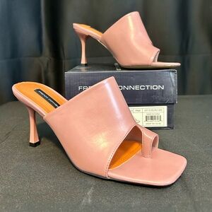 French Connection Blush Pink Heeled Mules